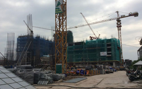 Tòa G1 và G2 Five Star Garden đã xây đến sàn tầng 8.