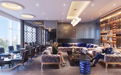 Phối cảnh minh họa Cigar Lounge &amp; Wine Bar sang trọng.