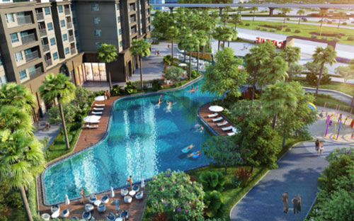 D’.Capitale bao gồm 6 tòa tháp, xung quanh là hơn 40 tiện ích cảnh quan được quy hoạch thành các cụm chức năng.