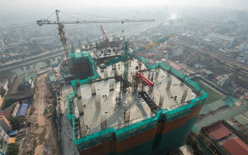 Hiện tại, tòa G1 và G2 đã hoàn thành sàn tầng 27; trong khi đó, tòa G3 và G4 cũng đã lên đến 14 tầng, vượt tiến độ dự kiến khoảng ba tháng.