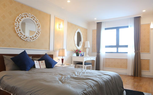 Hình ảnh phòng ngủ master căn hộ mẫu Hateco.