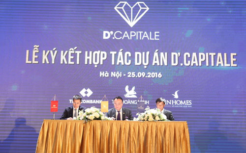 Tổng diện tích của D’.Capitale lên tới 50.300 m2, bao gồm 6 tòa tháp căn
 hộ, cao từ 39 - 46 tầng với hệ thống hơn 40 cảnh quan xanh.