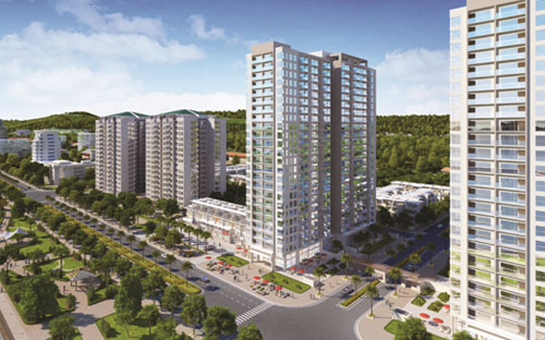 Phối cảnh tòa căn hộ Green Bay Premium.