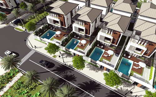 Phối cảnh phân khu SunRiver Villa thuộc dự án Elysia Complex City.