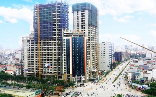 Toàn bộ 4 toà nhà của dự án Sun Square đã được cất nóc xong vào thời điểm trung tuần tháng 7.
