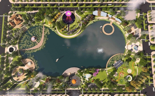 Phối cảnh Công viên giải trí chủ đề Thiên Văn học 12ha tại Khu đô thị Dương Nội.