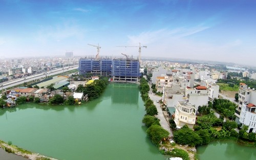 Hình ảnh thực tế Hateco nhìn từ hồ nước.<br>