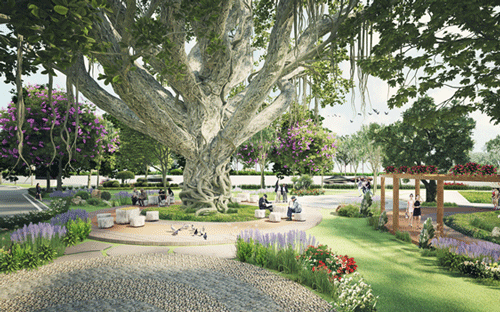 Không gian thư giãn trong khuôn viên dự án.