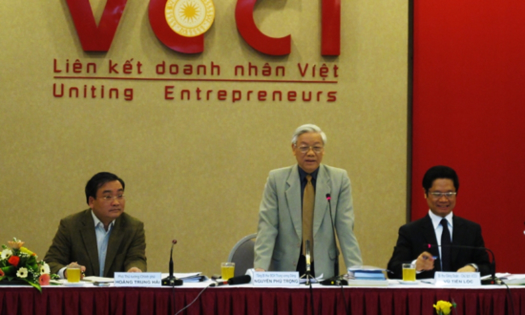 Tổng bí thư Nguyễn Phú Trọng làm việc với VCCI - Ảnh: Anh Quân.