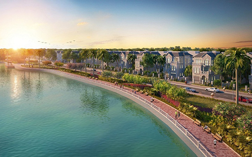 Tiểu khu Tulip nằm kế cận hồ điều hòa 12,4ha.