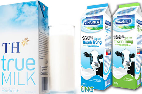 Sản phẩm của TH True Milk và Vinamilk - Ảnh minh họa.