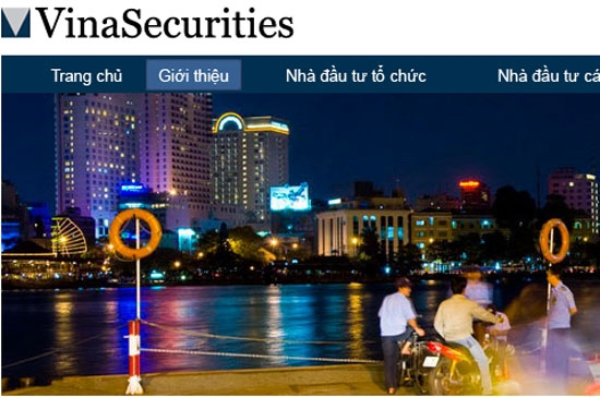 Giao diện website của VinaSecurities 