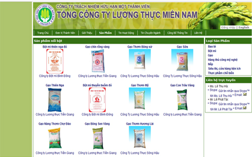 Trang web của Tổng công ty Lương thực miền Nam (Vinafood 2).