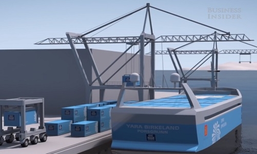 Tàu chở hàng tự lái chạy điện đầu tiên trên thế giới