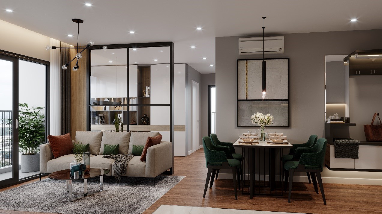 Căn hộ 2 phòng ngủ Imperia Smart City được “biến hóa” tiện nghi, hiện đại.