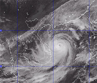Ảnh mây vệ tinh cơn bão số 9 - Nguồn: Trung tâm Dự báo khí tượng thuỷ văn Trung ương.