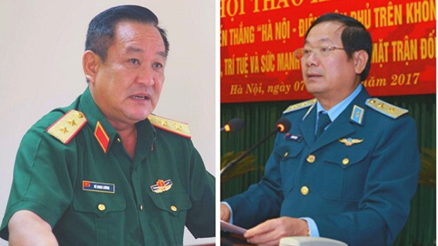 Trung tướng Võ Minh Lương (trái) và Thượng tướng Lê Huy Vịnh.