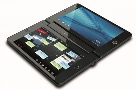 Laptop này có hai màn hình cảm ứng - Ảnh: Geek.