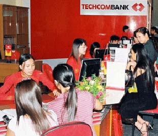 Phòng giao dịch Ngân hàng Techcombank.
