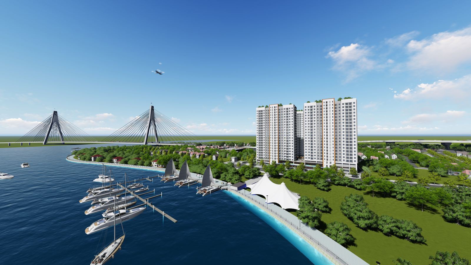 Samsora Riverside được bao quanh bởi sông Đồng Nai mang đến khí hậu trong lành.