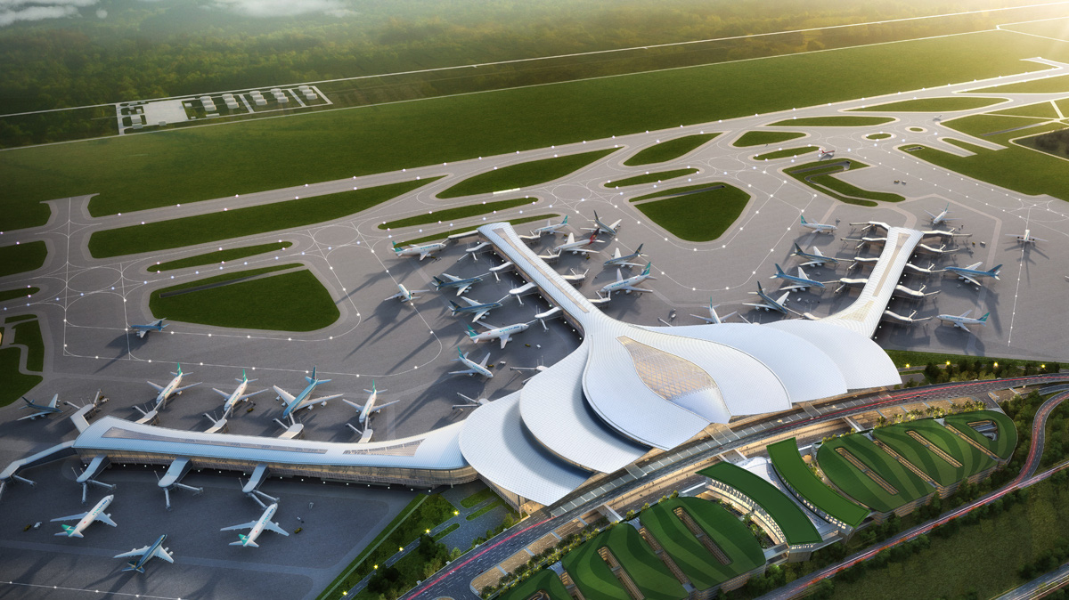 Phối cảnh thiết kế sân bay nhìn từ trên cao. Ảnh: ACV.