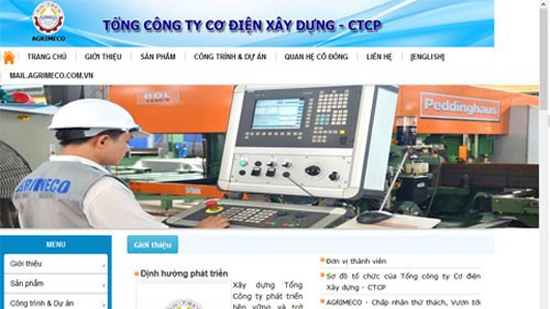 Trang web của Tổng công ty Cơ điện xây dựng - CTCP – Agrimeco (Hà Nội).