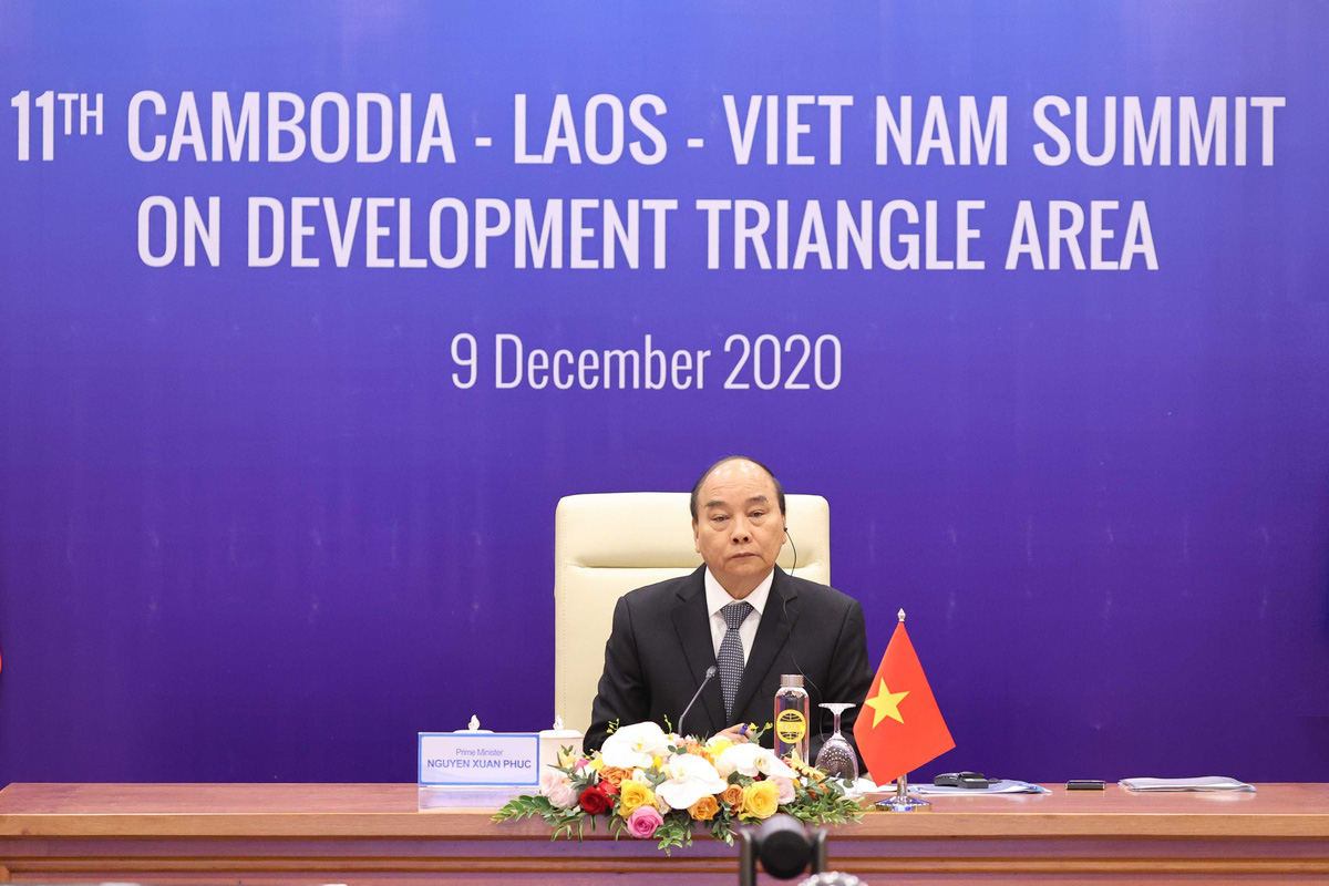 Thủ tướng Nguyễn Xuân Phúc tại Hội nghị Cấp cao Khu vực Tam giác phát triển Campuchia - Lào - Việt Nam lần thứ 11 - Ảnh: Bộ Ngoại giao