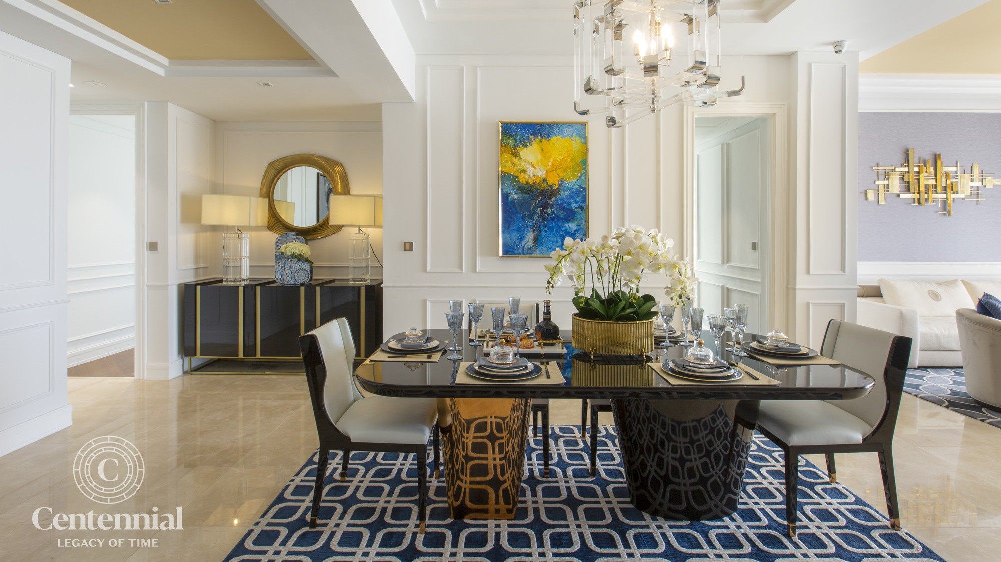 Nội thất trong căn hộ 3 phòng ngủ Centennial được nhập khẩu từ các thương hiệu lâu đời trên thế giới.