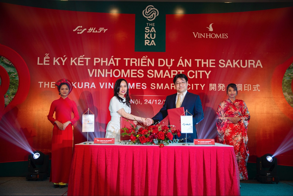 Lễ ký kết phát triển dự án The Sakura giữa Vinhomes và SAMTY Corporation cuối tháng 12/2020.