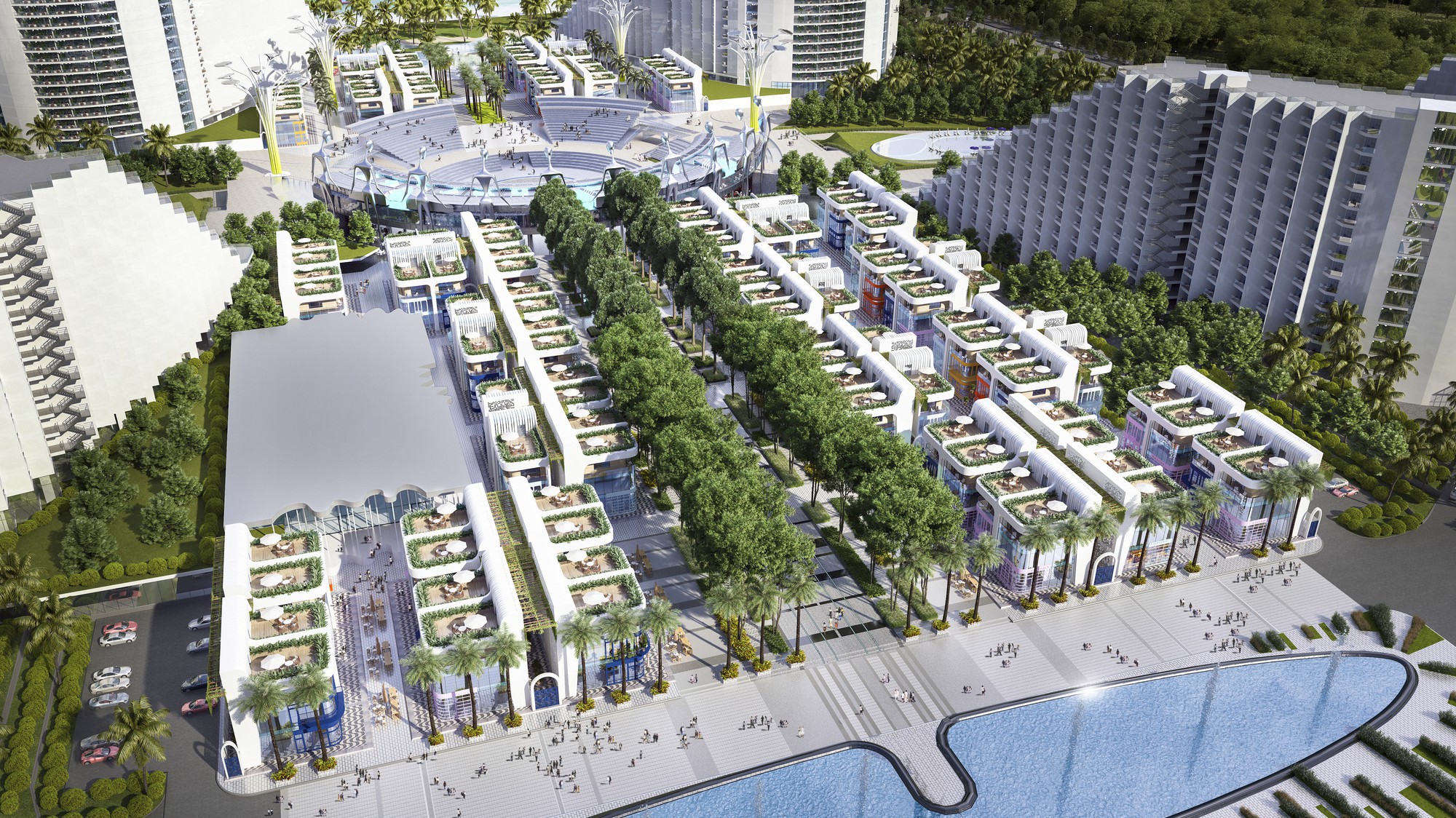 Phối cảnh khu vực  shop villas của The Arena.