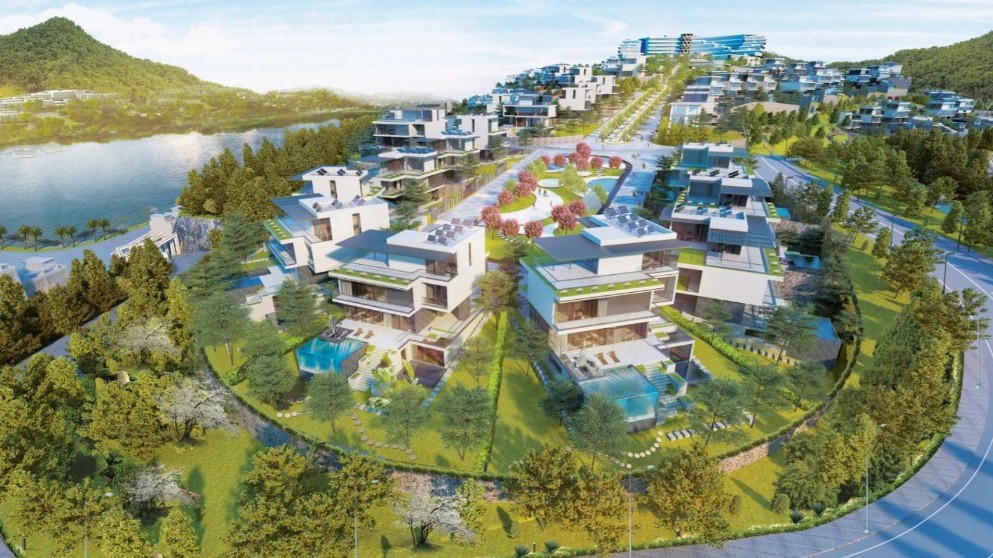 Phối cảnh khu biệt thự trên đồi hướng biển Monaco Halong.