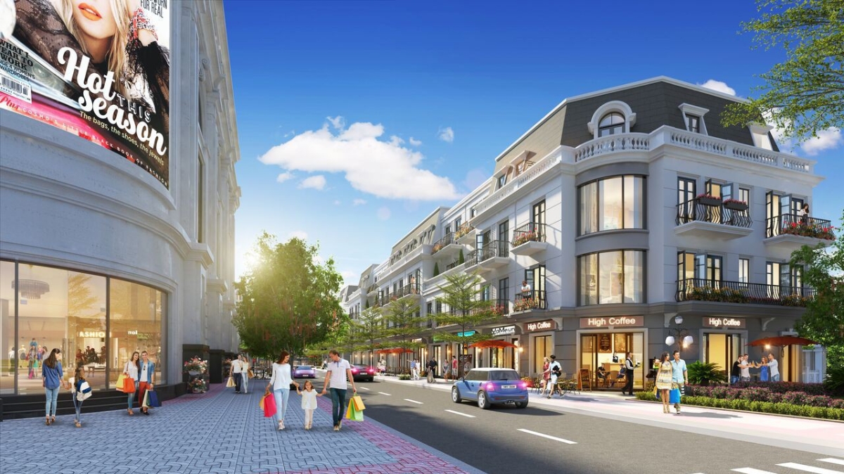 Các căn nhà phố thương mại Vincom shophouse Móng Cái sở hữu phong cách kiến trúc Tân cổ điển sang trọng, có thiết kế 4 tầng với tổng diện tích sàn xây dựng từ 240,7m2 đến 366,5m2.