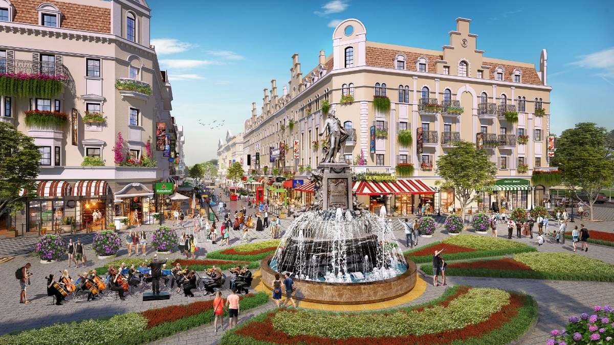 Shophouse Europe - khu phố mua sắm, dịch vụ dự kiến đi vào hoạt động từ cuối năm nay.