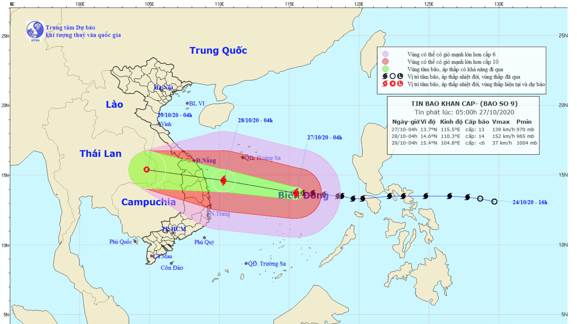 Đường đi và vị trí cơn bão.