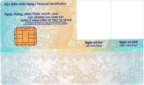 Mặt sau của thẻ căn cước công dân.