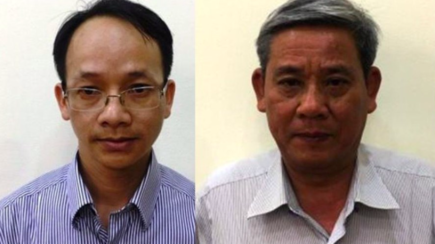 Hai bị can Nguyễn Thanh Chương và Lê Văn Thanh (từ trái qua) - Ảnh: Bộ Công an.