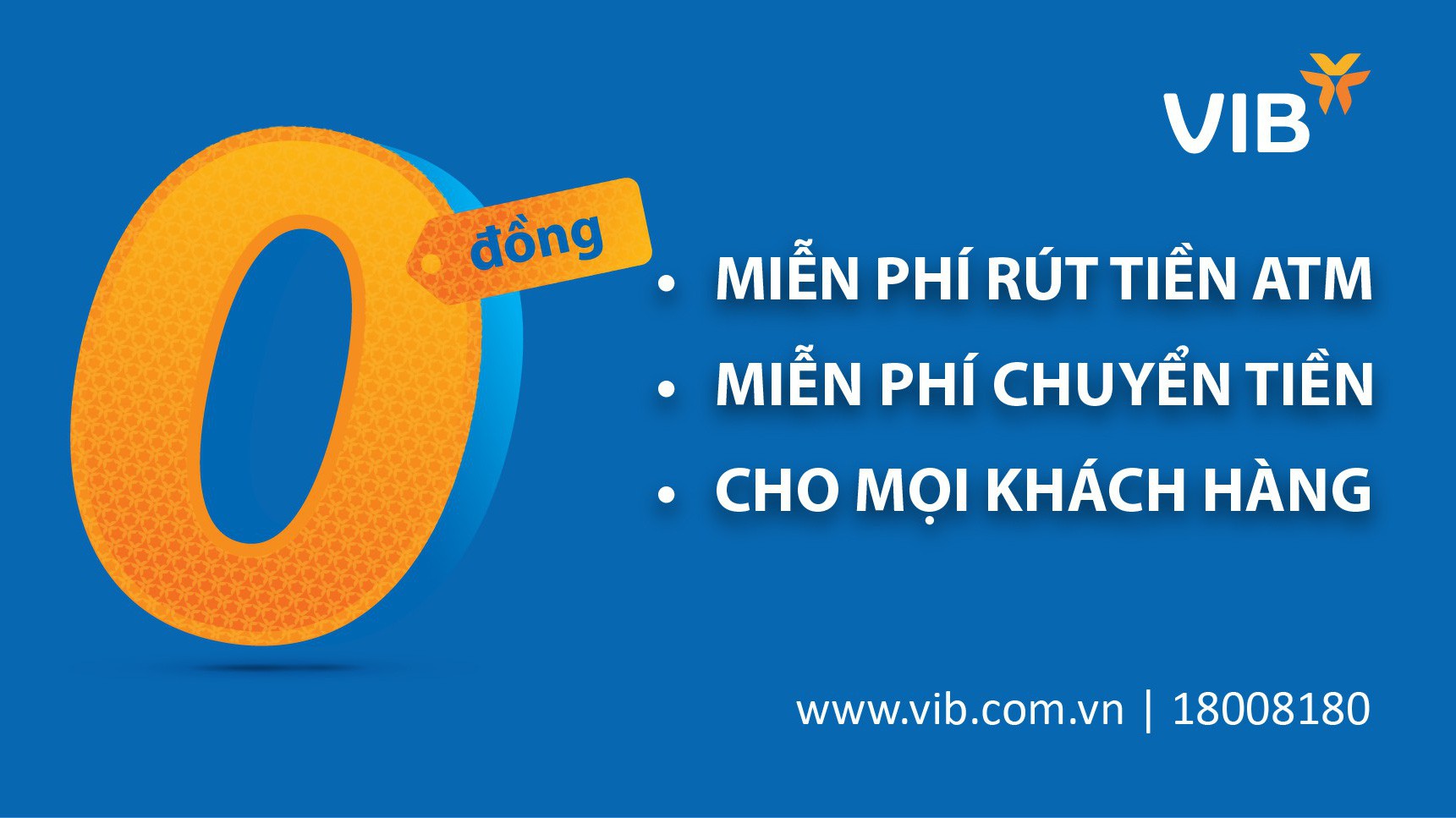 VIB miễn phí suốt 6 tháng đầu tiên đối với phí chuyển tiền online và phí rút tiền ATM trên 17.000 ATM toàn quốc bất kể nội mạng hay ngoại mạng.