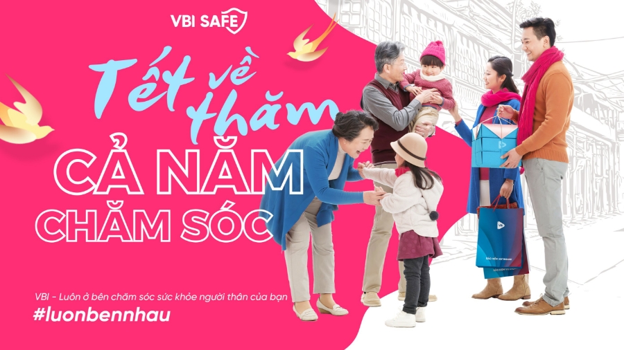 Nhân dịp năm mới Tân Sửu 2021, Bảo hiểm Vietinbank (VBI) dành tặng bạn và người thân yêu chương trình "Tết về thăm - Cả năm chăm sóc".