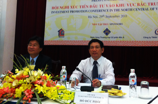 Buổi họp báo giới thiệu chương trình Hội nghị xúc tiến đầu tư vào Bắc Trung Bộ - Ảnh: Anh Quân.