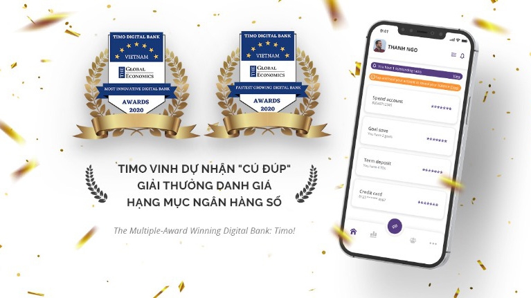 Trong năm 2020 Timo được công nhận là Ngân hàng số phát triển nhanh nhất và sáng tạo nhất do Global Economics trao tặng. 2 năm liên tiếp 2019 - 2020 nhận giải Ngân hàng số tốt nhất Việt Nam từ Asiamoney. Tuy nhiên mục tiêu mà tôi đề ra trong 10 năm tới là Timo phải trở thành một trong những ngân hàng tốt nhất Việt Nam.”