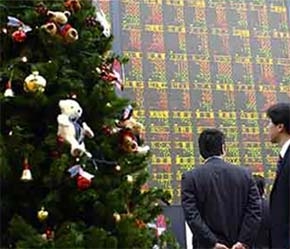Trong ngày Giáng sinh, hàn thử biểu ở tất cả các thị trường trong khu vực châu Á đều mở cửa với màu xanh - Ảnh: BBC.