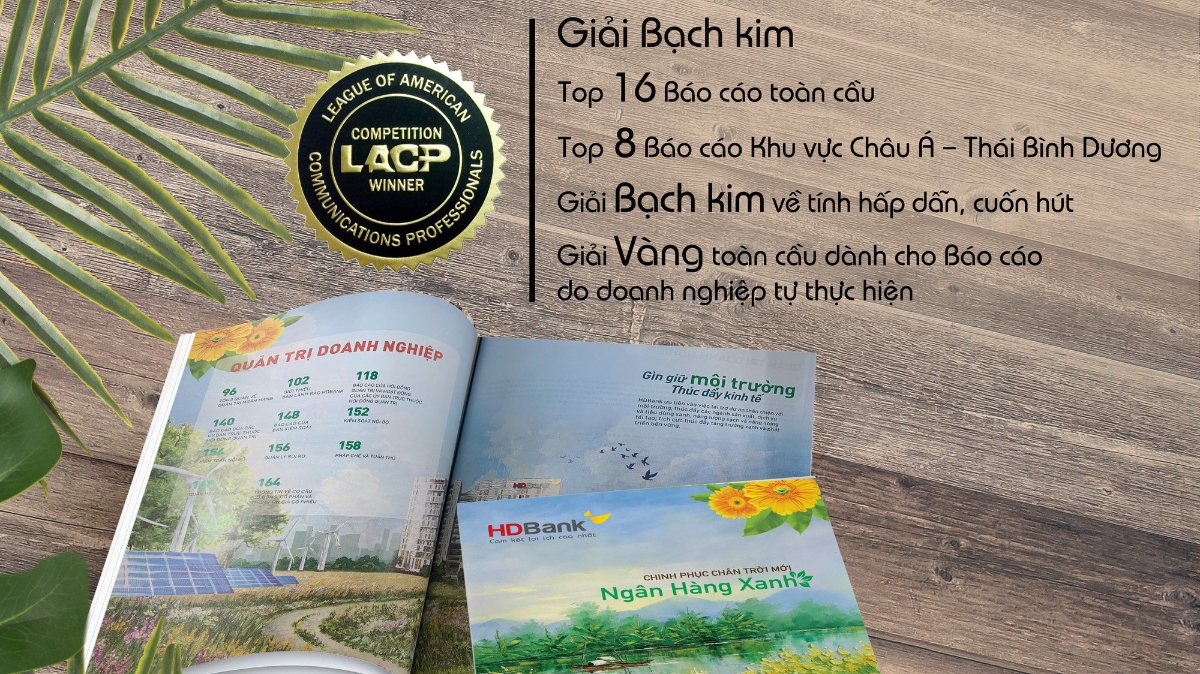 Báo cáo thường niên 2018 dày 265 trang của HDBank chọn chủ đề "Xanh" làm chủ đạo.