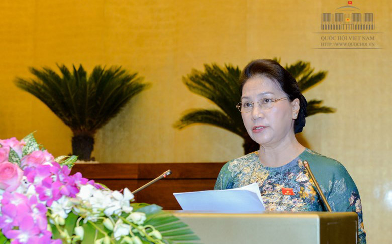 Chủ tịch Quốc hội Nguyễn Thị Kim Ngân phát biểu bế mạc kỳ họp thứ ba của Quốc hội.