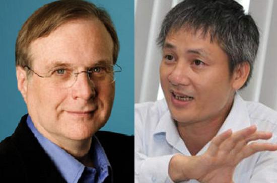 Trái: Paul Allen, đồng sáng lập Microsoft; Phải: Ông Cao Văn Liết, Tổng giám đốc VSTV - đơn vị sở hữu K+.