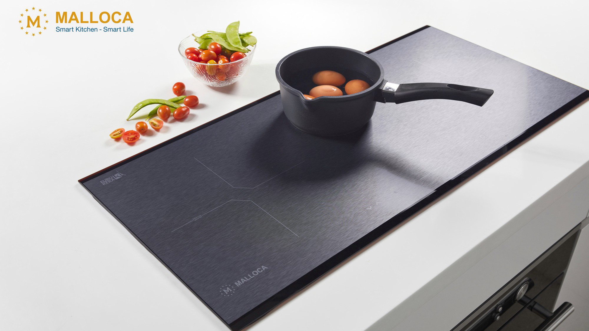 Bếp từ, điện từ cao cấp của Malloca được làm từ mặt kính EuroKera - mặt kính Ceramic của nhà sản xuất hàng đầu thế giới.