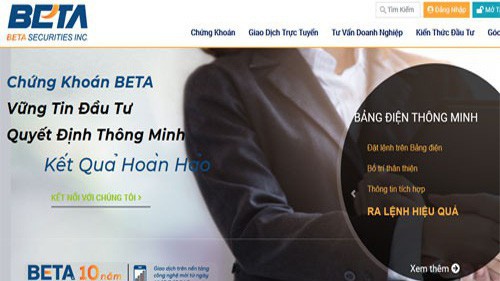 Trang web của Công ty cổ phần chứng khoán Beta (Tp.HCM).