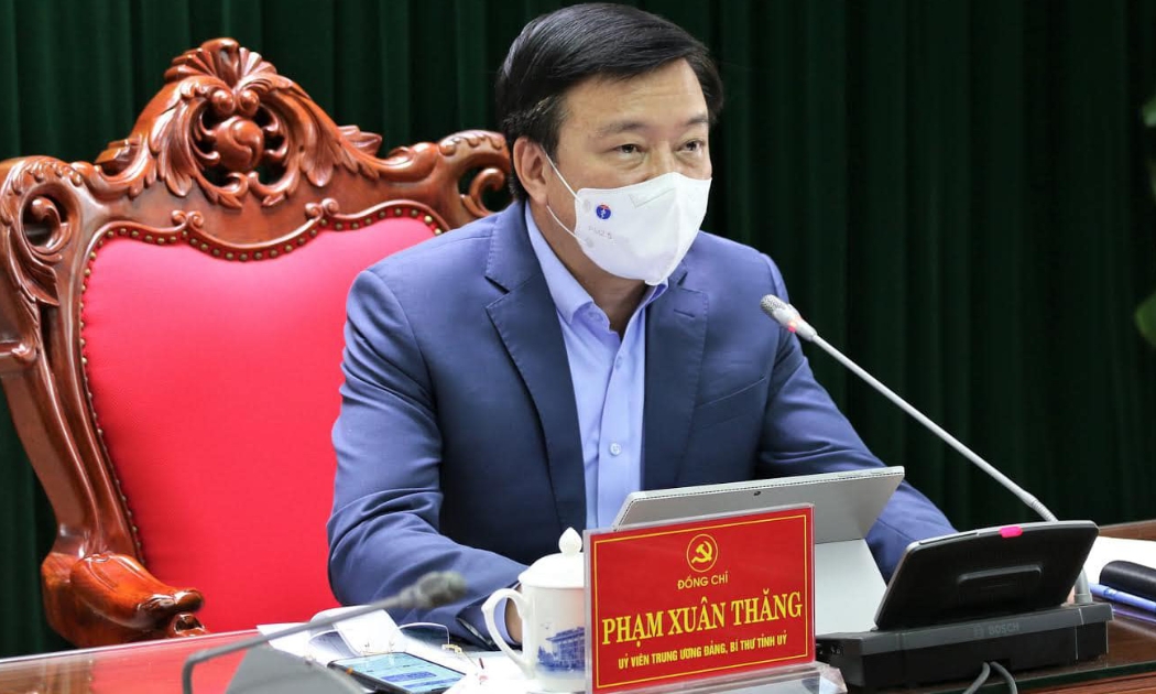 Bí thư Tỉnh ủy Hải Dương Phạm Xuân Thăng chủ trì phiên họp ngày 22/2. Ảnh - Bộ Y tế cung cấp.
