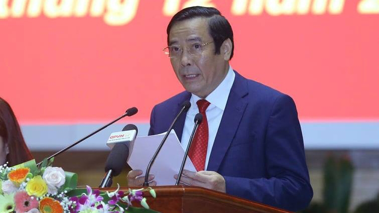 Phó trưởng ban Tổ chức Trung ương Nguyễn Thanh Bình trình bày báo cáo.