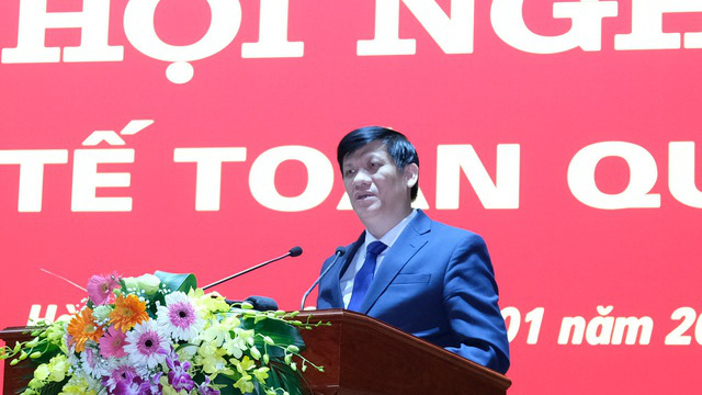 Bộ trưởng Bộ Y tế Nguyễn Thanh Long phát biểu tại Hội nghị Y tế toàn quốc ngày 6/1. Ảnh - Trần Minh. 