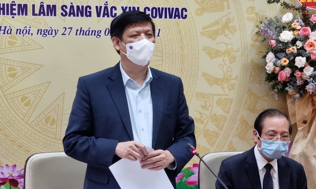 Bộ trưởng Bộ Y tế Nguyễn Thanh Long cho biết kết quả đánh giá tiền lâm sàng vaccine Covivac hiện nay là khá tốt. Ảnh - Tuấn Dũng.